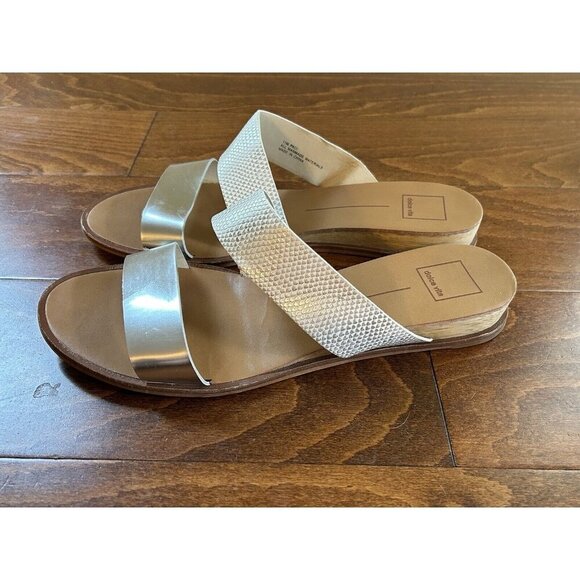 Dolce Vita Womens Silver 2 Strap Accent Flats Sandals Open Toe Size 11 M - Picture 1 of 6